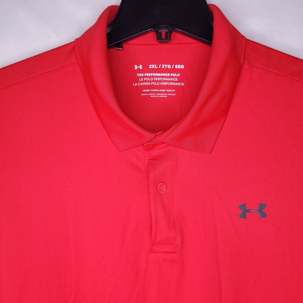 Under Armour Performance Polo Mens 2XL Red Tech Short Sleeve